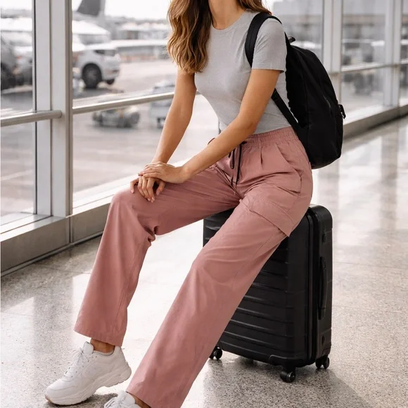 Women's Pink Casual Pants - Picture 1 of 8